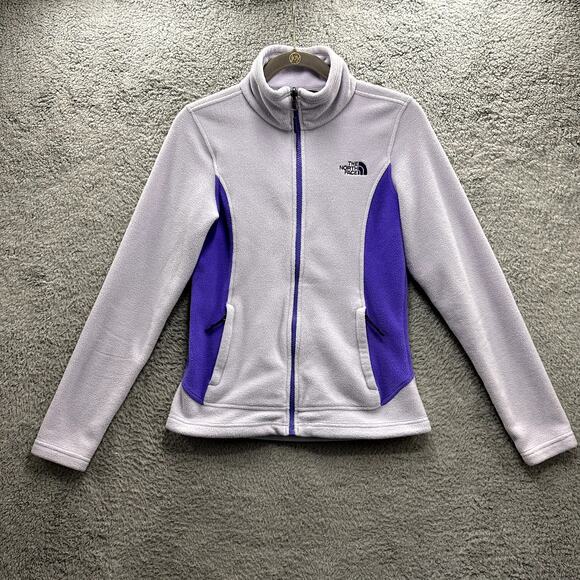 The North Face Women's XS Purple Two Tone Fleece Full Zip Jacket Mock Neck Warm - Picture 1 of 11
